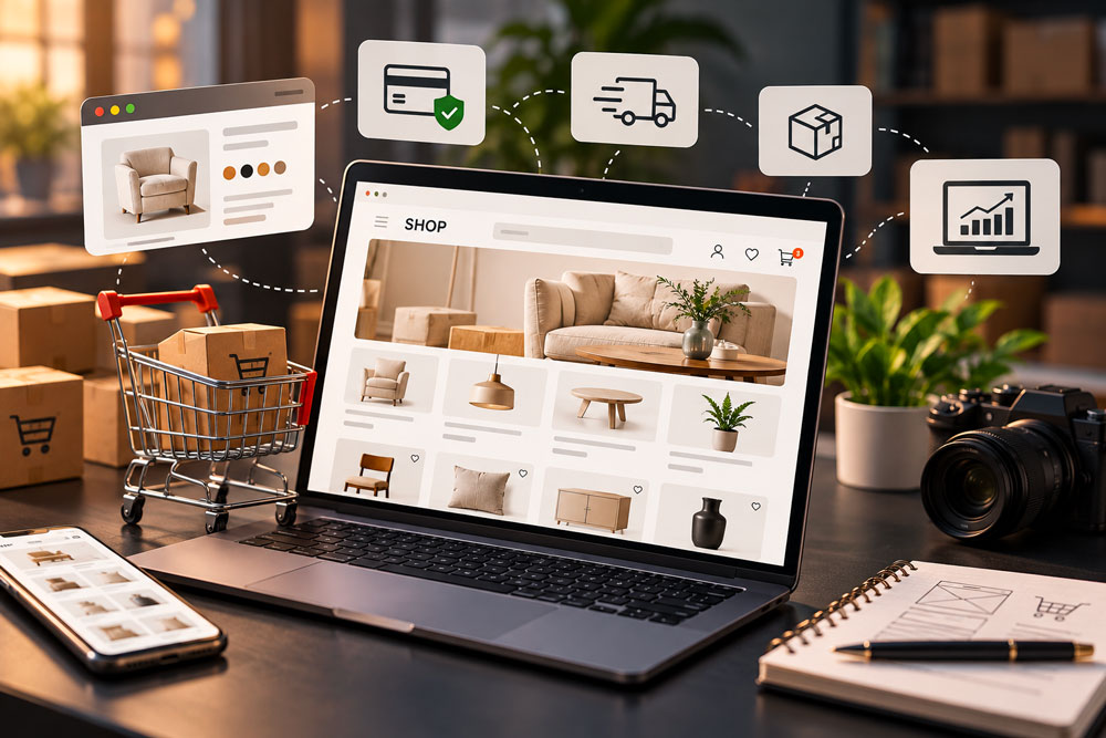 Ecommerce professionale con catalogo online, pagamenti, spedizioni, gestione ordini e monitoraggio delle vendite da desktop e smartphone.