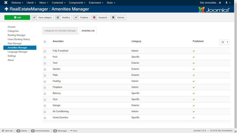 Joomla real estate manager amenities manager